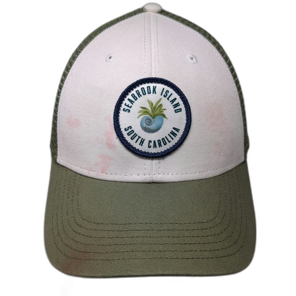 Legacy Trucker Hat Green White One Size Seabrook Island South Carolina Snapback